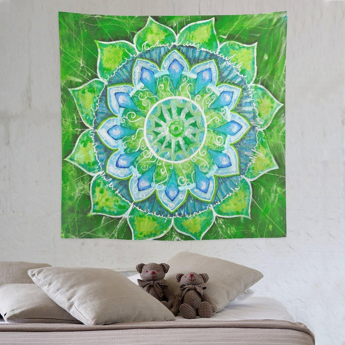 Abstract Mandala Tapestry Wall Hanging Indian Hippie Bohemian Art Floral Texture Pattern Tapestries Home Decor for Living Room Bedroom Kitchen Dorm 60"x60" (60"L x 60"W / Mandala-12)