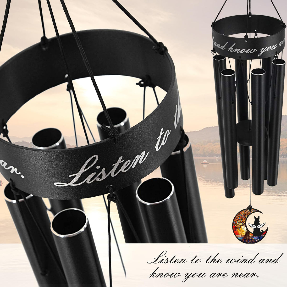 35" Pet Memorial Wind Chime (35"red-moon)