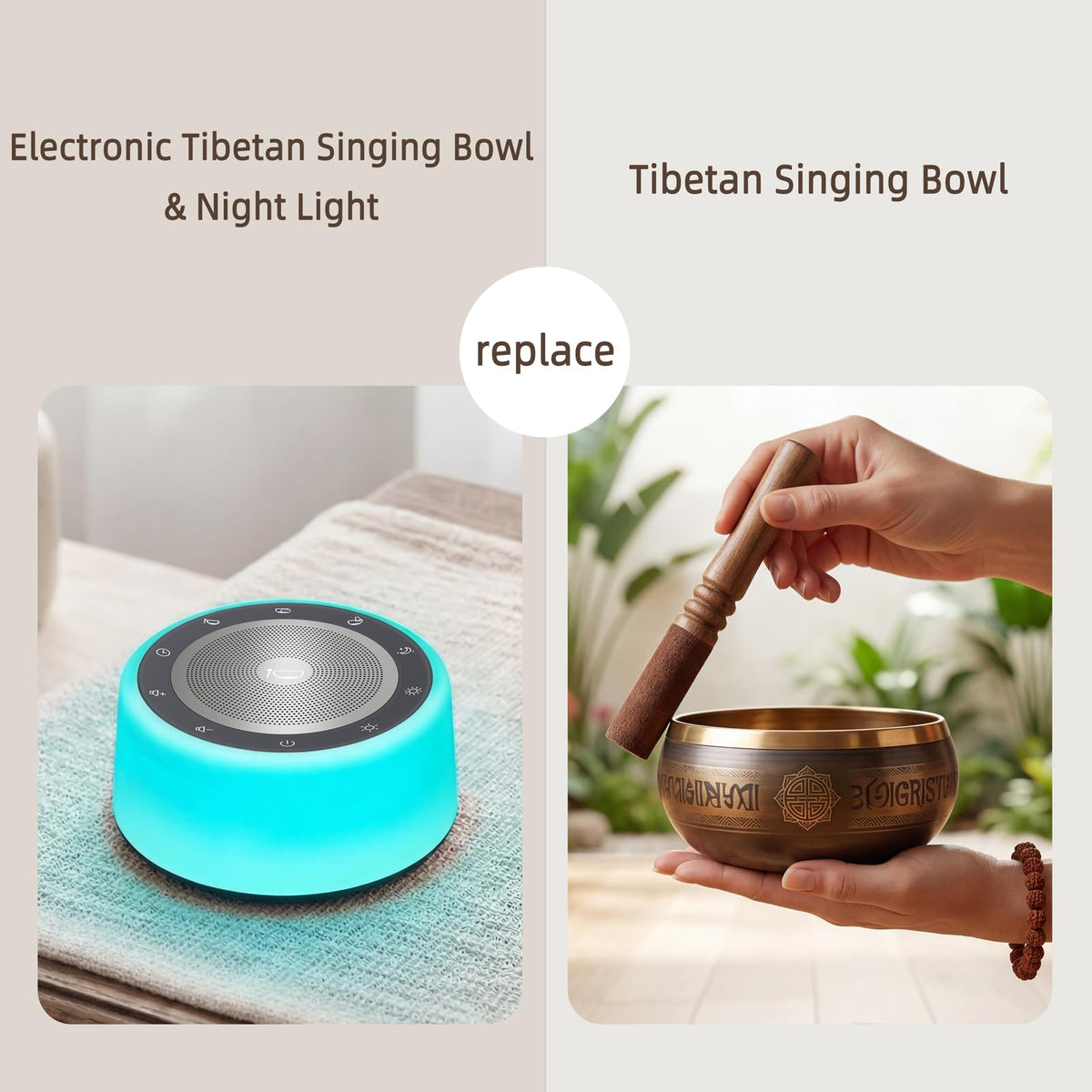 Automatic Tibetan Singing Bowl Sound Machine (Gray & Blue / Standard)