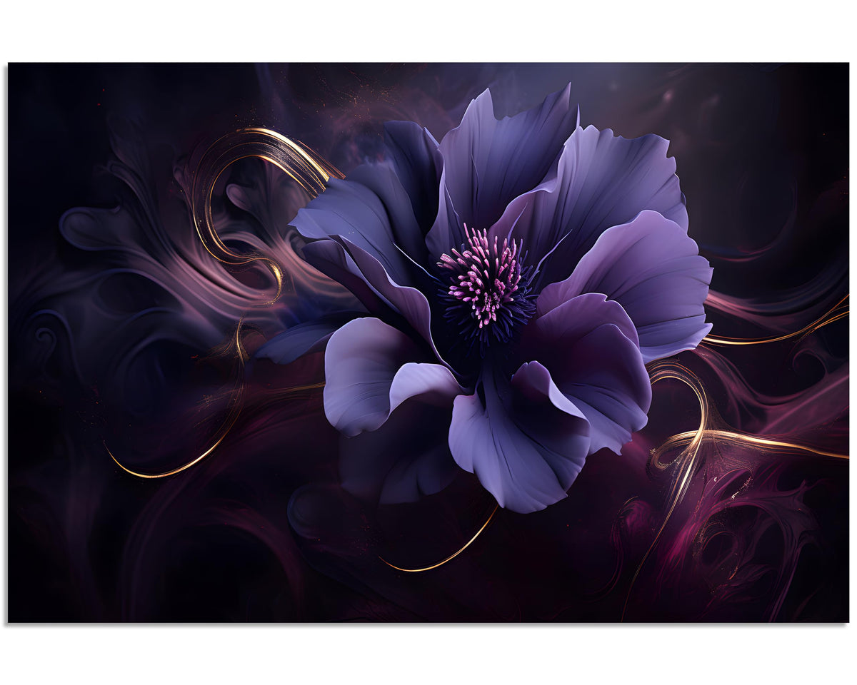 1 Panel Purple Wall Canvas Purple Canvas Pictures Abstract Plum Color Flower Print on Canvas Abstract Flower Wall Art for Bedroom Home Decor Living Room Stretched and Framed 30x40inch (40"L x 30"W / Purple Flower 8)