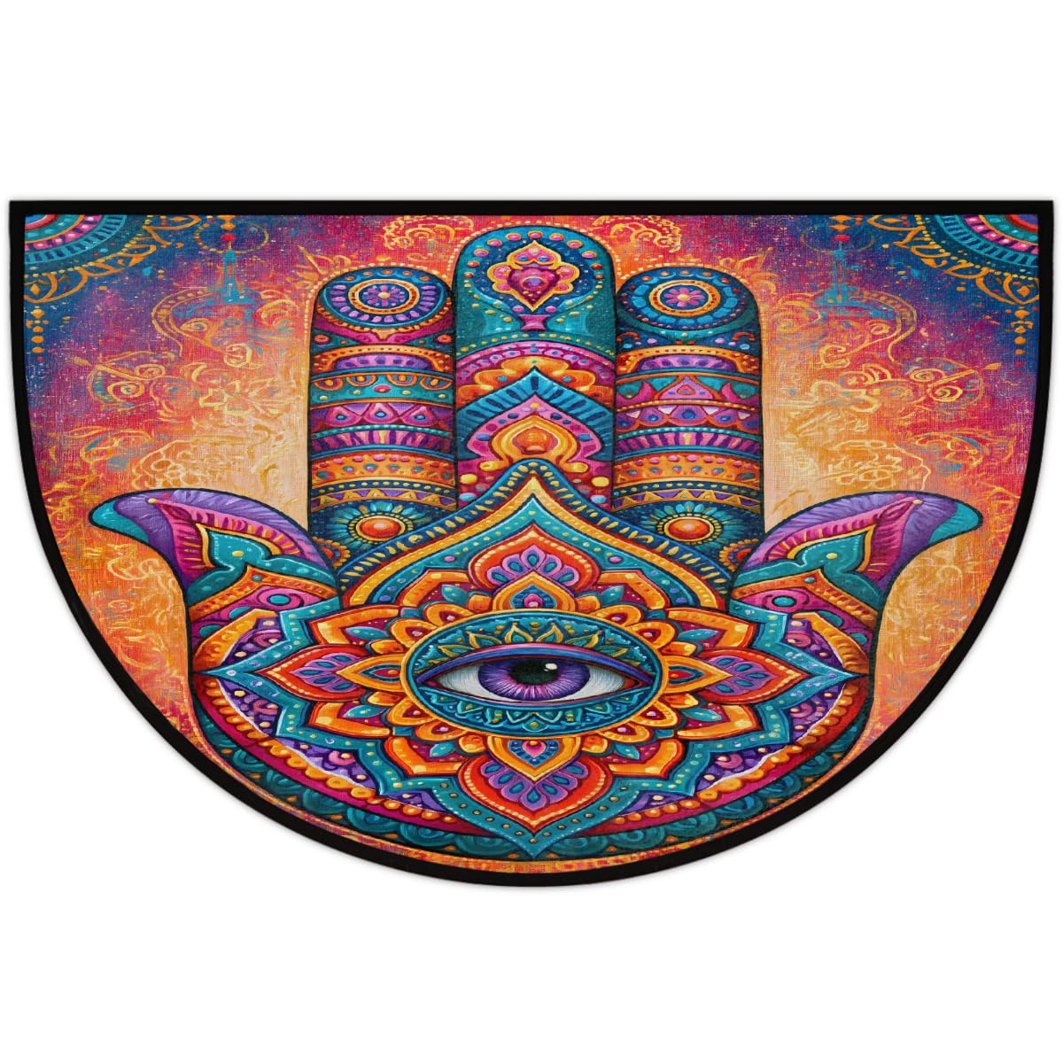 Mandala Half Round Door Mat Semi Circle Rug Half Moon Doormat (B:e-42)