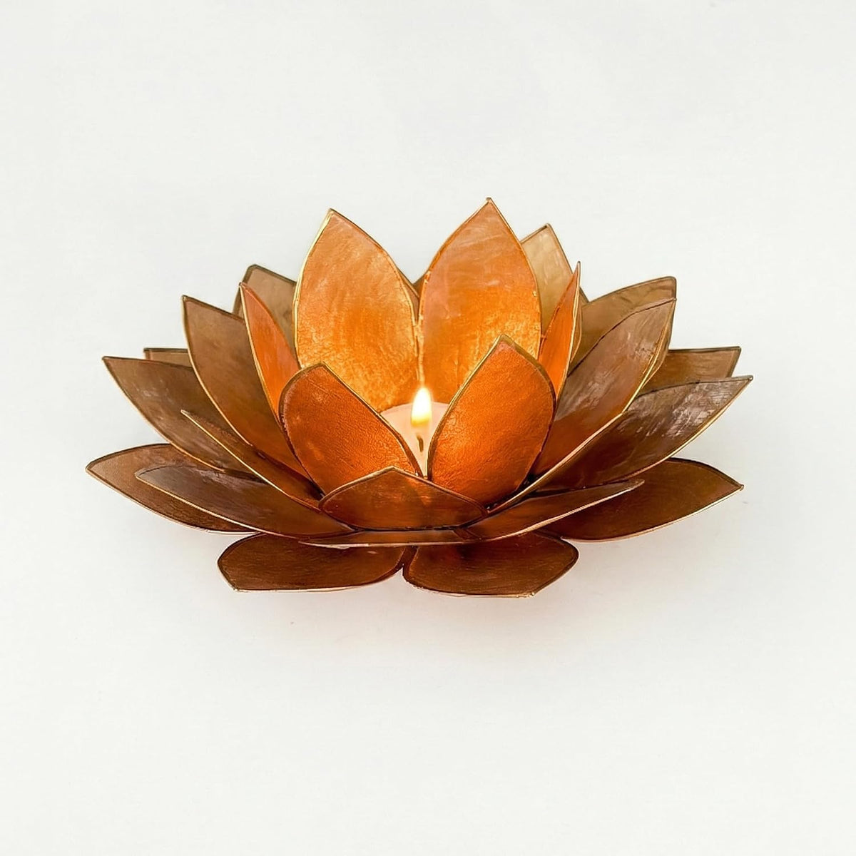 Moonshadow Handmade Capiz Shell Lotus Tea Light Holder (Gold)