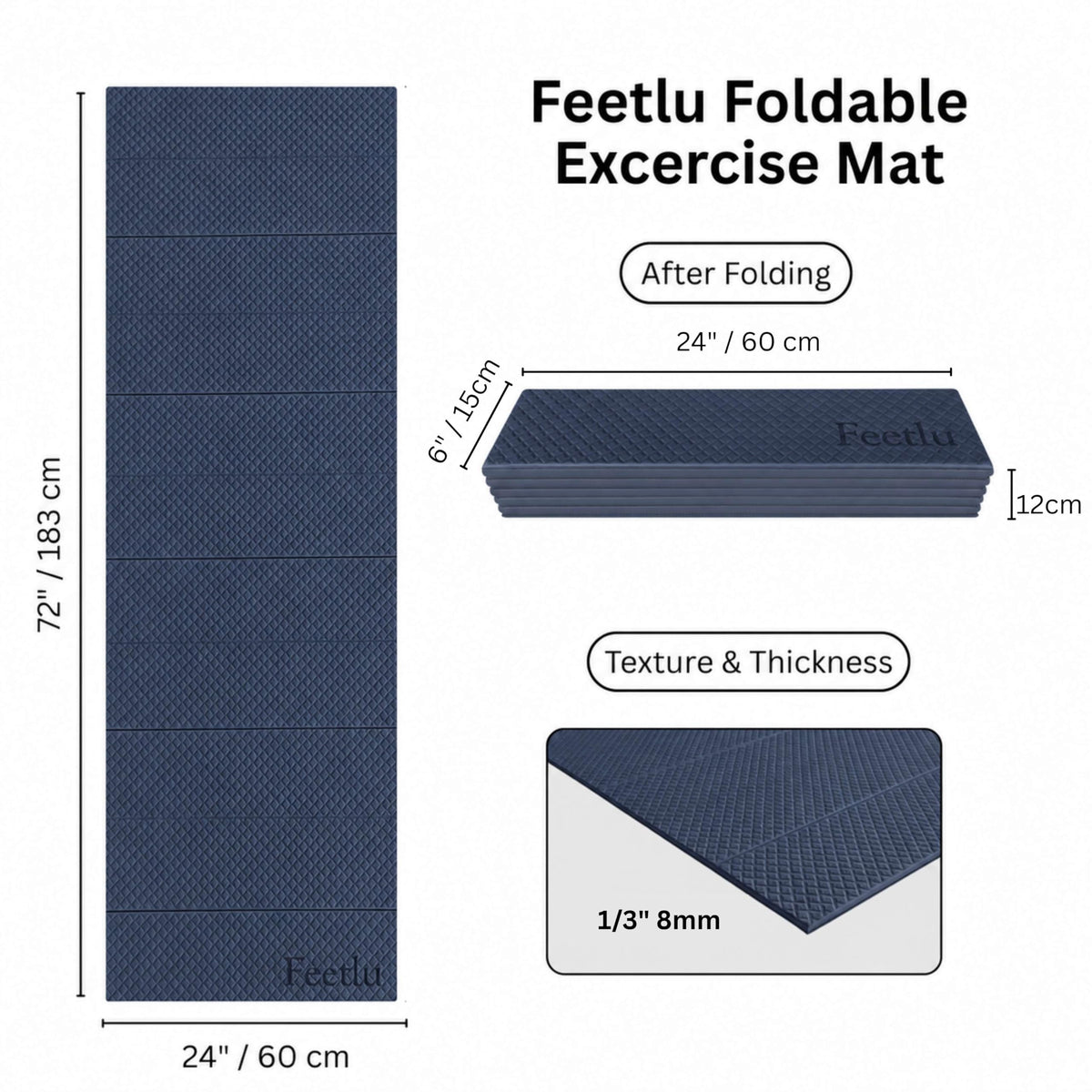 Original Foldable Yoga Mat (Moonlit Ocean / 24" x 72" x 1/3")