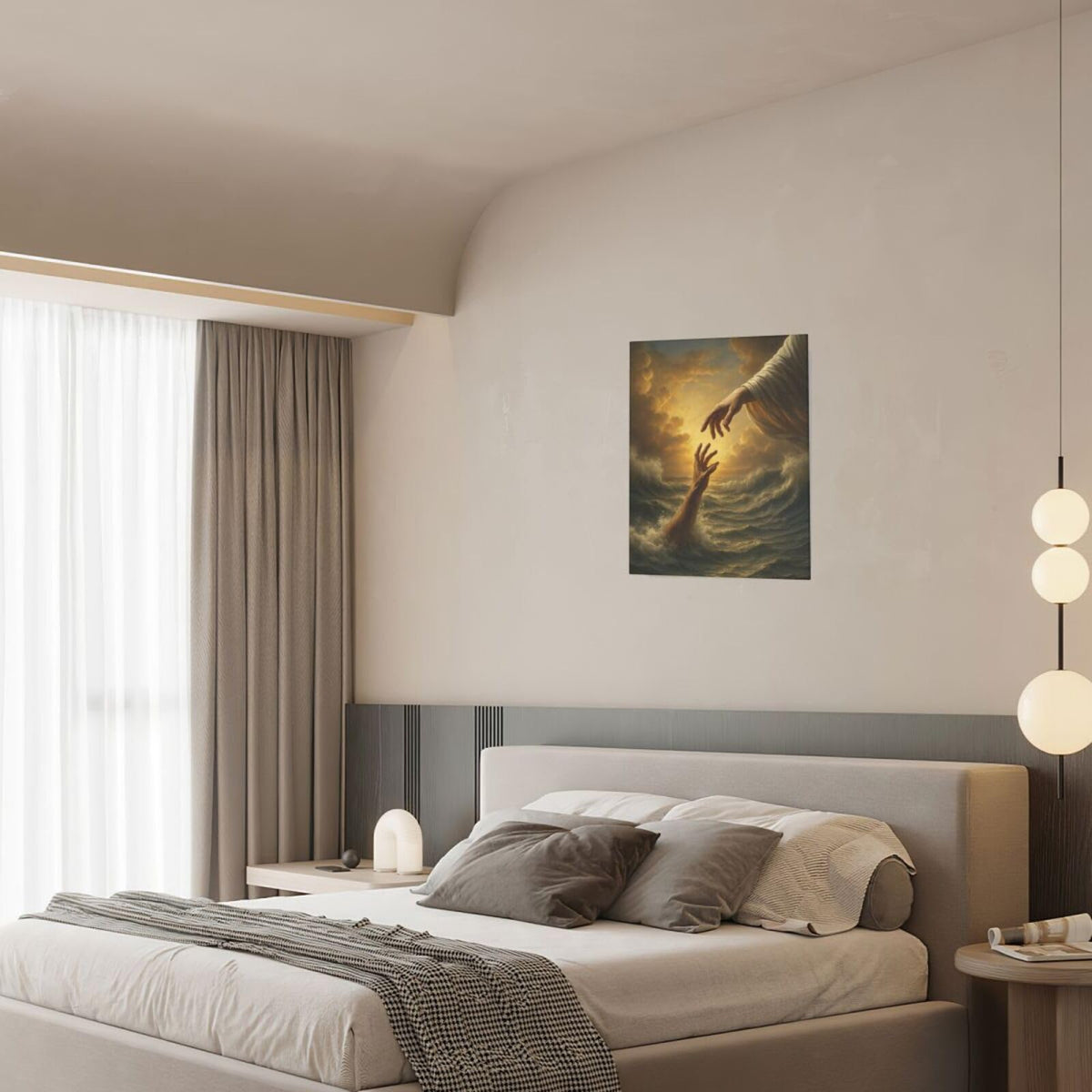 Jesus Wall Art Christian The Hand of God Wall Decor Religious Bible Canvas Paintings Pictures Christ Prints Artwork Framed Decorations For Church Prayer Room Bedroom Living Room Gifts 12" x 16" (Jesus / 16"L x 12"W)