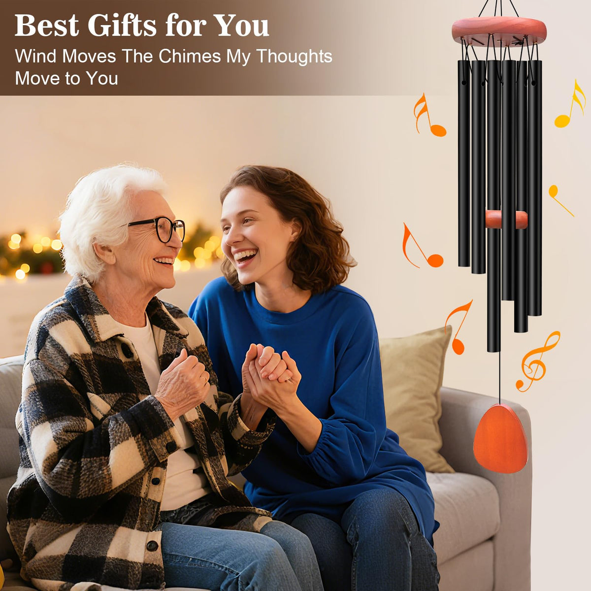 Aluminium Wind Chimes for Outside (Black Wind Chime-26“)