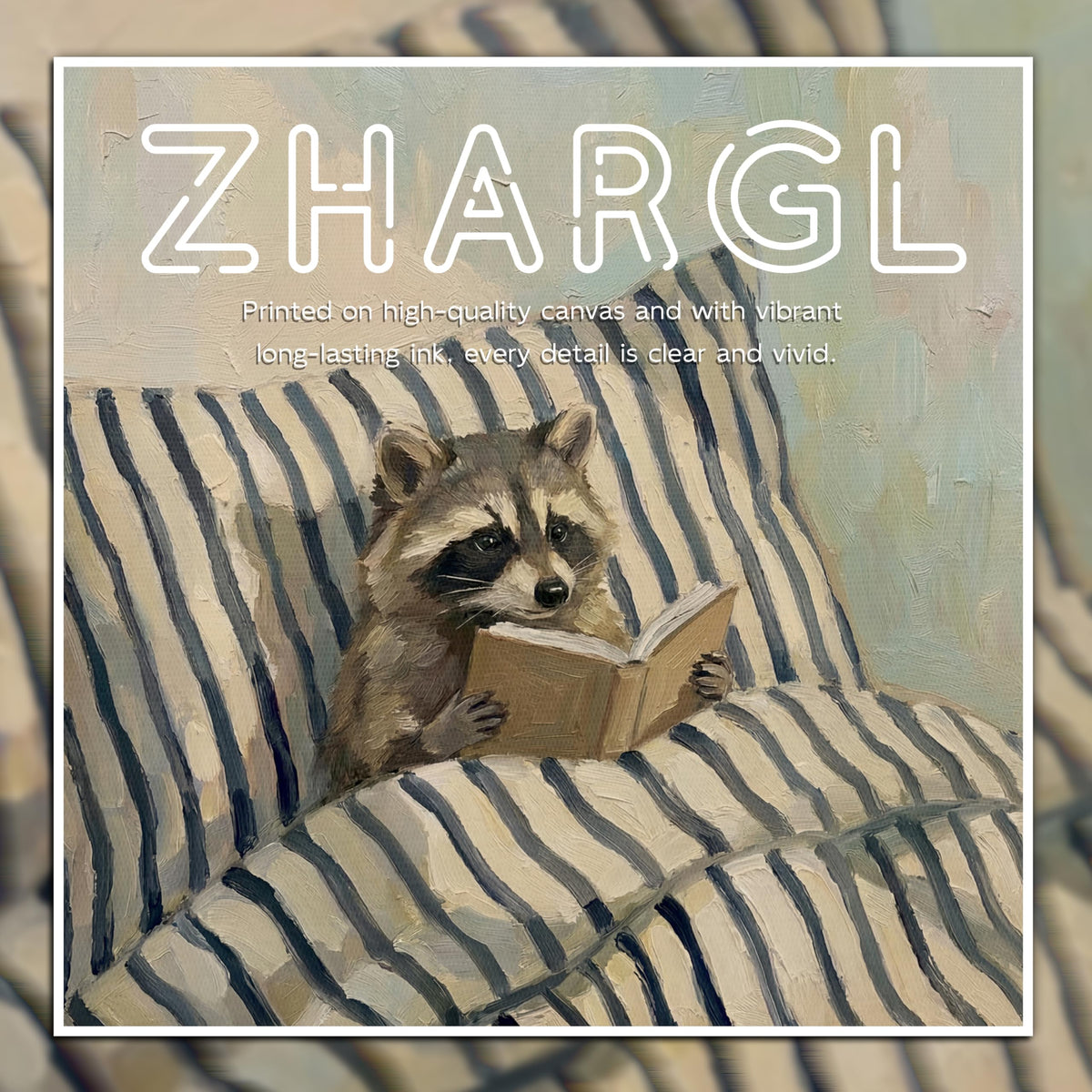 Funny Raccoon Reading Wall Art (Raccoon Lies In Bed Reading A Book / 16"L x 12"W)