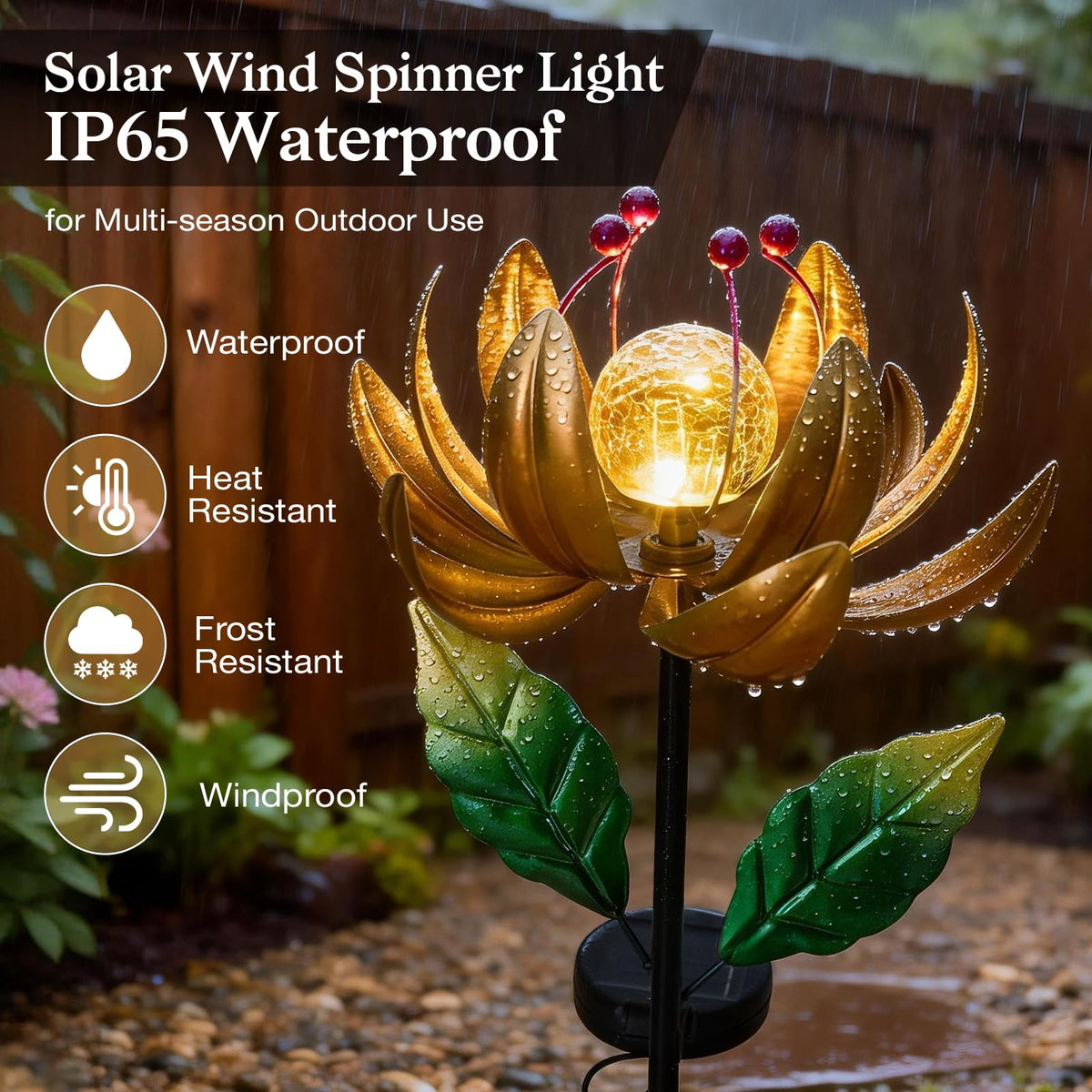 Garden Decor for Outside Solar Wind Spinners for Yard (Gold-standard)