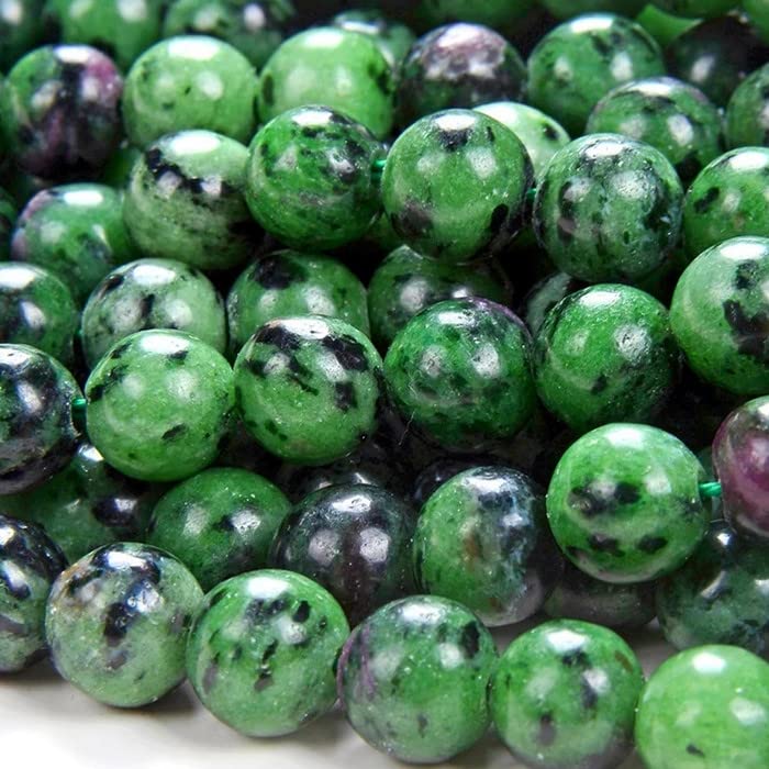 108 Pcs Ruby Zoisite Beads for Jewelry Making 8 MM Colorful Green Imperial Jasper Gemstones Loose Stone Beads (Ruby Zoisite / 8MM, 108pcs)