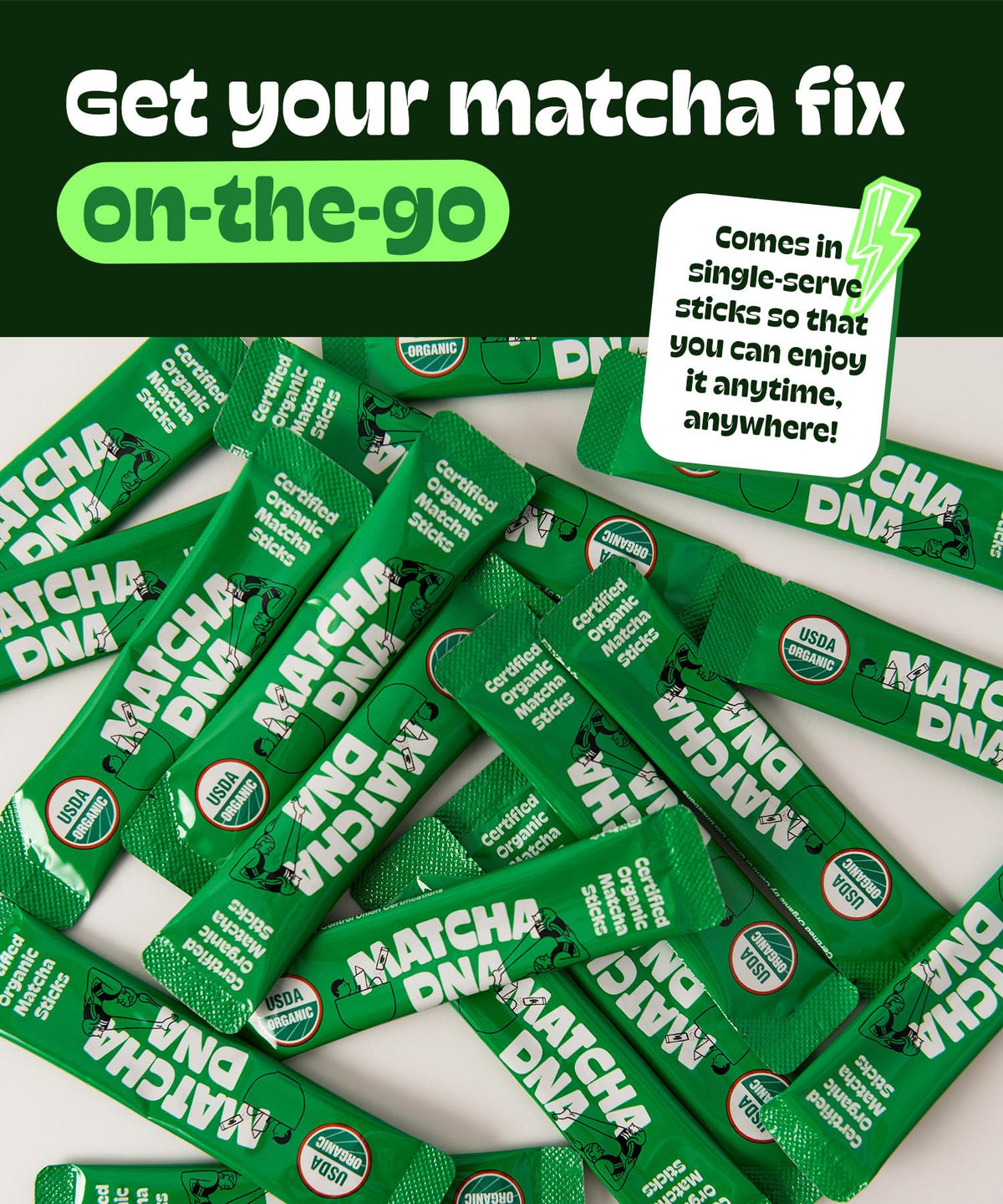 Certified Organic Matcha Powder Sticks