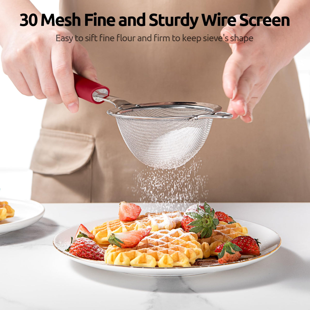 Fine Mesh Strainer (S-3.35in / (4) Red)