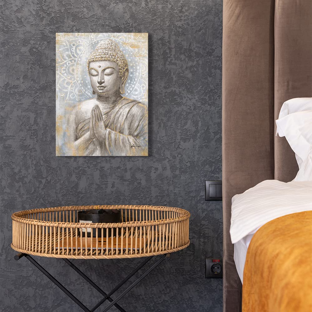Gold Buddha Wall Art Decor (16"L x 12"W / Smiling Golden Buddha)