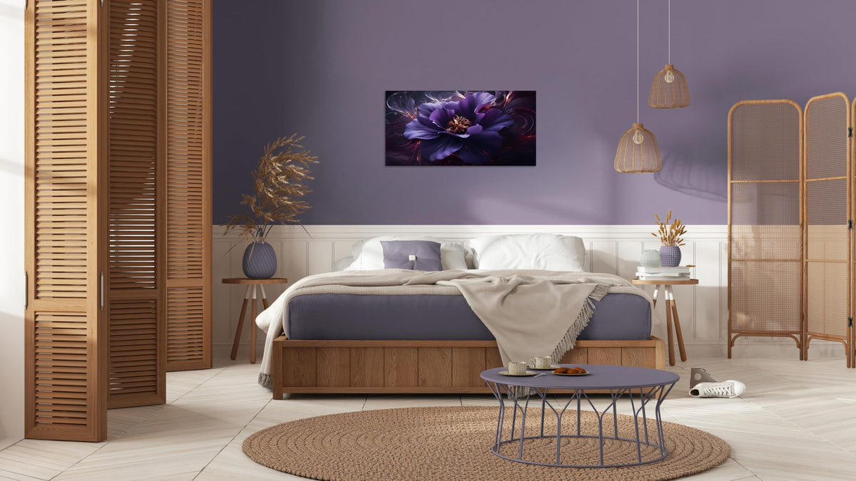 1 Panel Purple Picture Wall Art Purple Canvas Wall Art Flower Pictures Abstract Flower Print on Canvas Flowers Art for Bedroom Home Decor Living Room Stretched and Framed 8x16 inch (16"L x 8"W / Purple Flower 6)