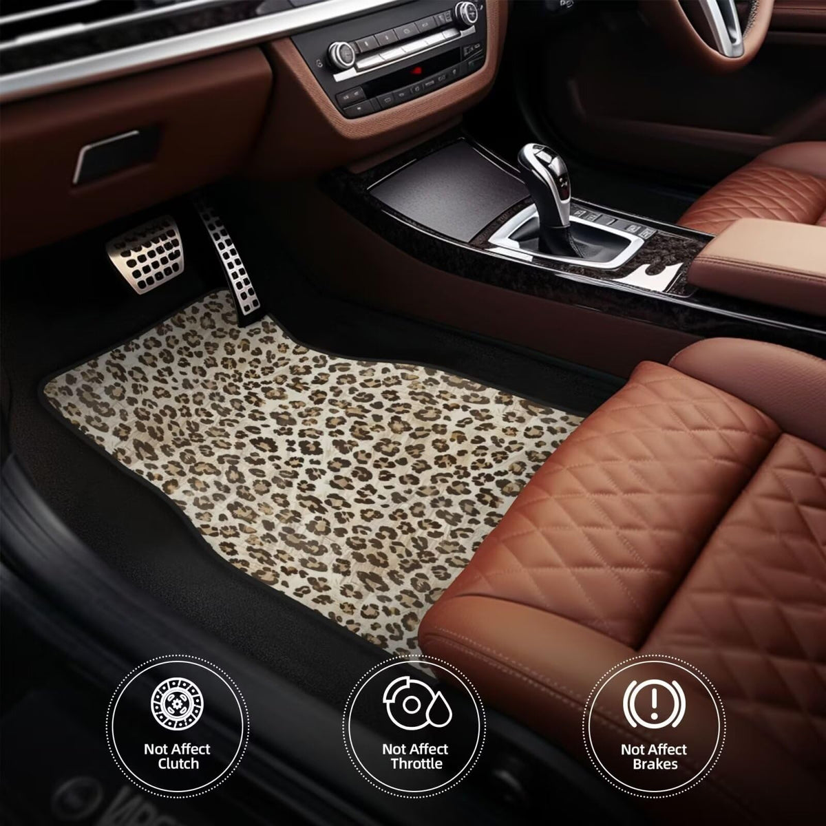 Leopard Print Car Floor Mats Set of 4 (Leopard Print)