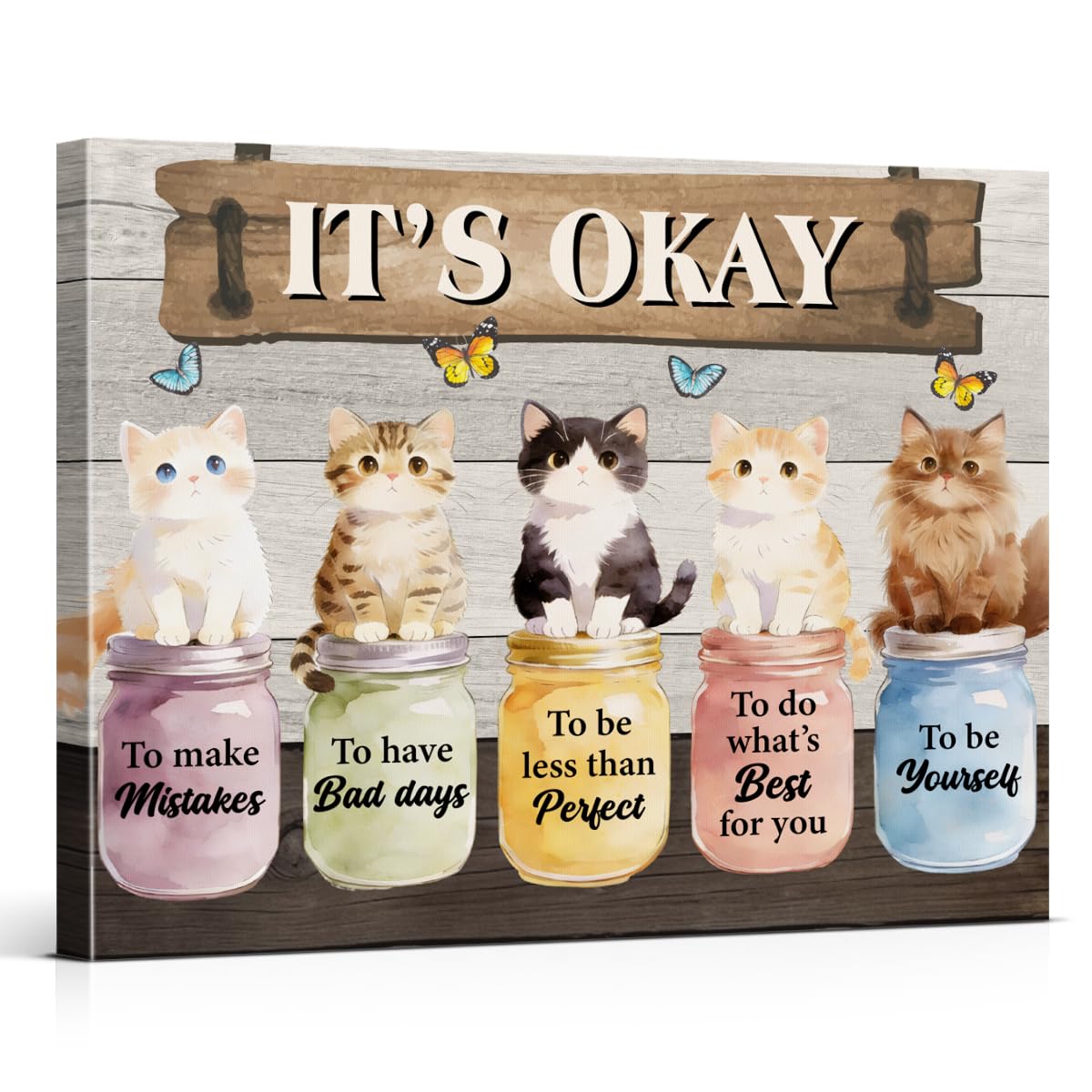 Cute Cat Inspirational Wall Art Motivational It's Okay Poster Wall Decor (Cat Inspirational)