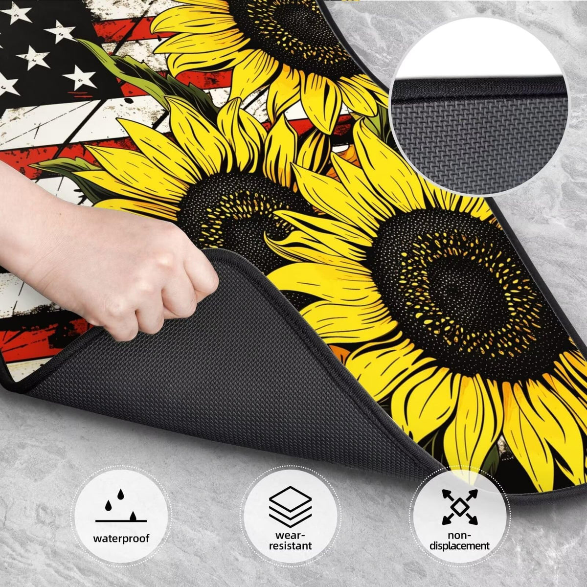Sunflower Flag Car Carpet Protector Mat Car Floor Mats Accessories for Women Girly Front and Rear Car Floor Mats Set of 4 Universal Fit Non (Sunflower Flag)