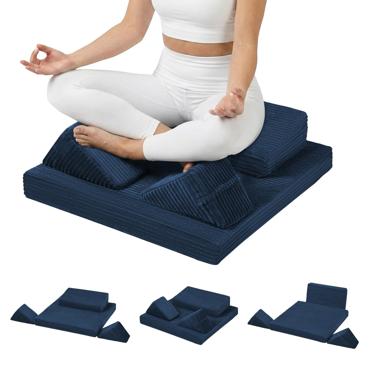 Meditation Cushion (Navy Blue / 24X24X2 Inch)