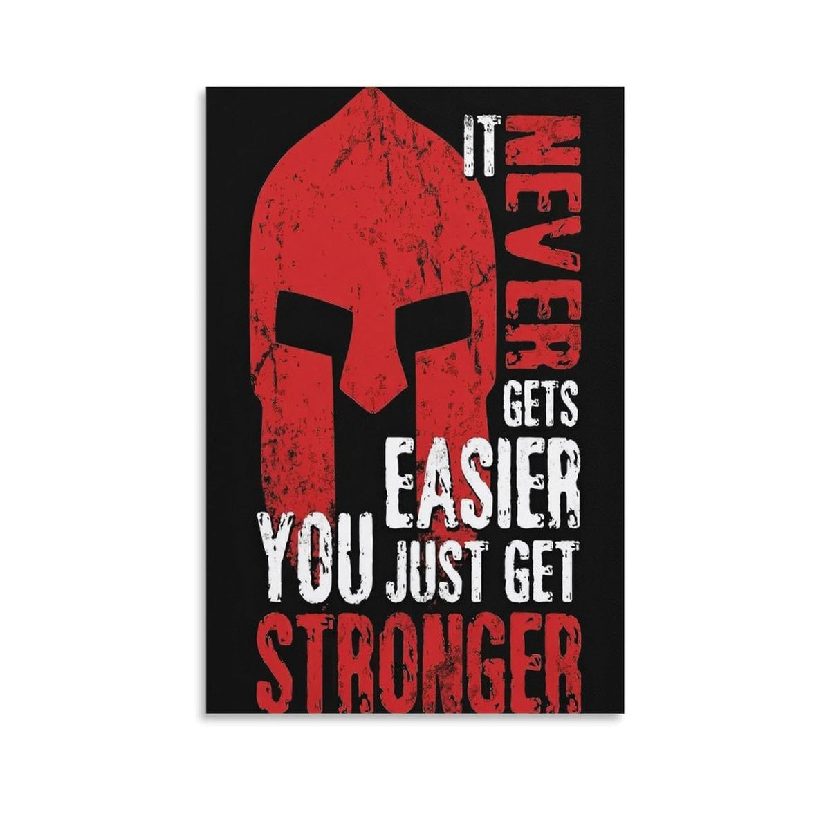 Spartan Warrior It Never Gets Easier You Just Get Stronger Canvas Printing Wall Art Prints Wall Decor Posters Red Black Typography Motivational Gym Bedroom Office Living Room Decor 16x24inch (style-14 / 16x24inch(40x60cm) Unframe)