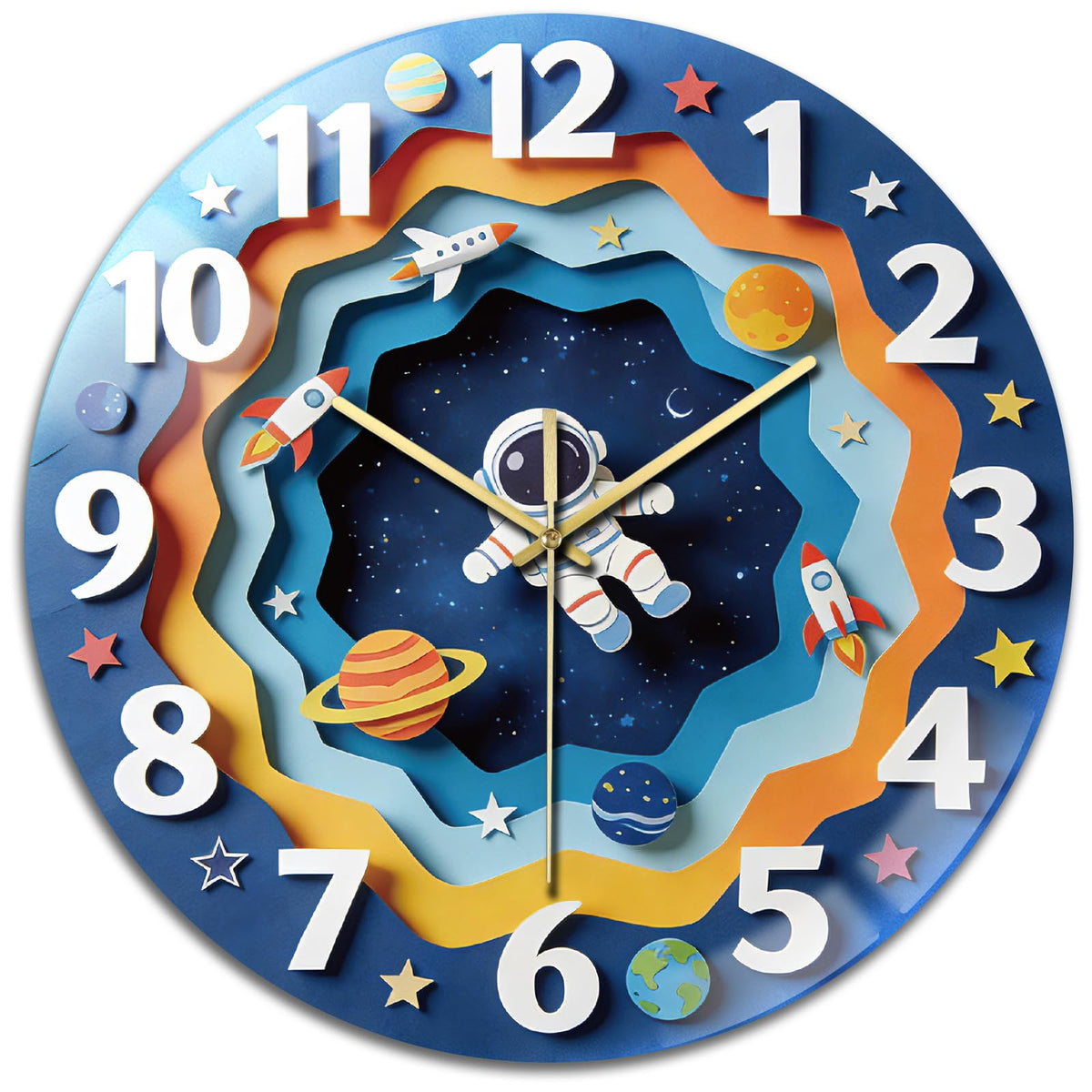 Astronaut Galaxy Wall Clocks Battery Operated (Astronaut in Starry Sky)