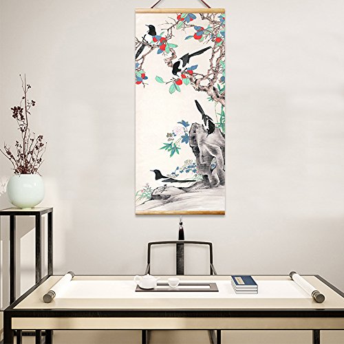 Canvas Painting Prints Wall Scroll Fengshui Art for Decor 32x14in (Four Happiness Chart)