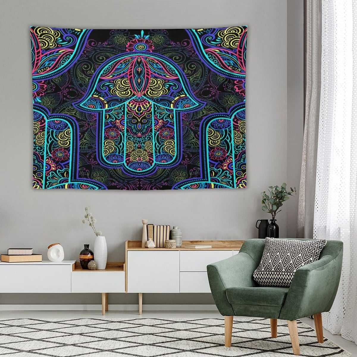 Boho Mandala Tapestry Wall Hanging Colorful Hand Bohemian Tapestries Home Decor for Living Room Bedroom Apartment Farmhouse Dorm 60"x80" (60"L x 80"W / Mandala-1)