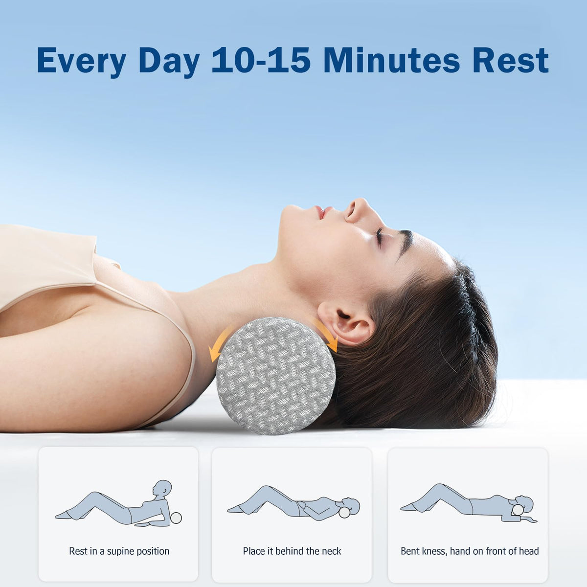 Cervical Neck Roll Pillow (Gray Style 1 / 4inch H X 17inche L)