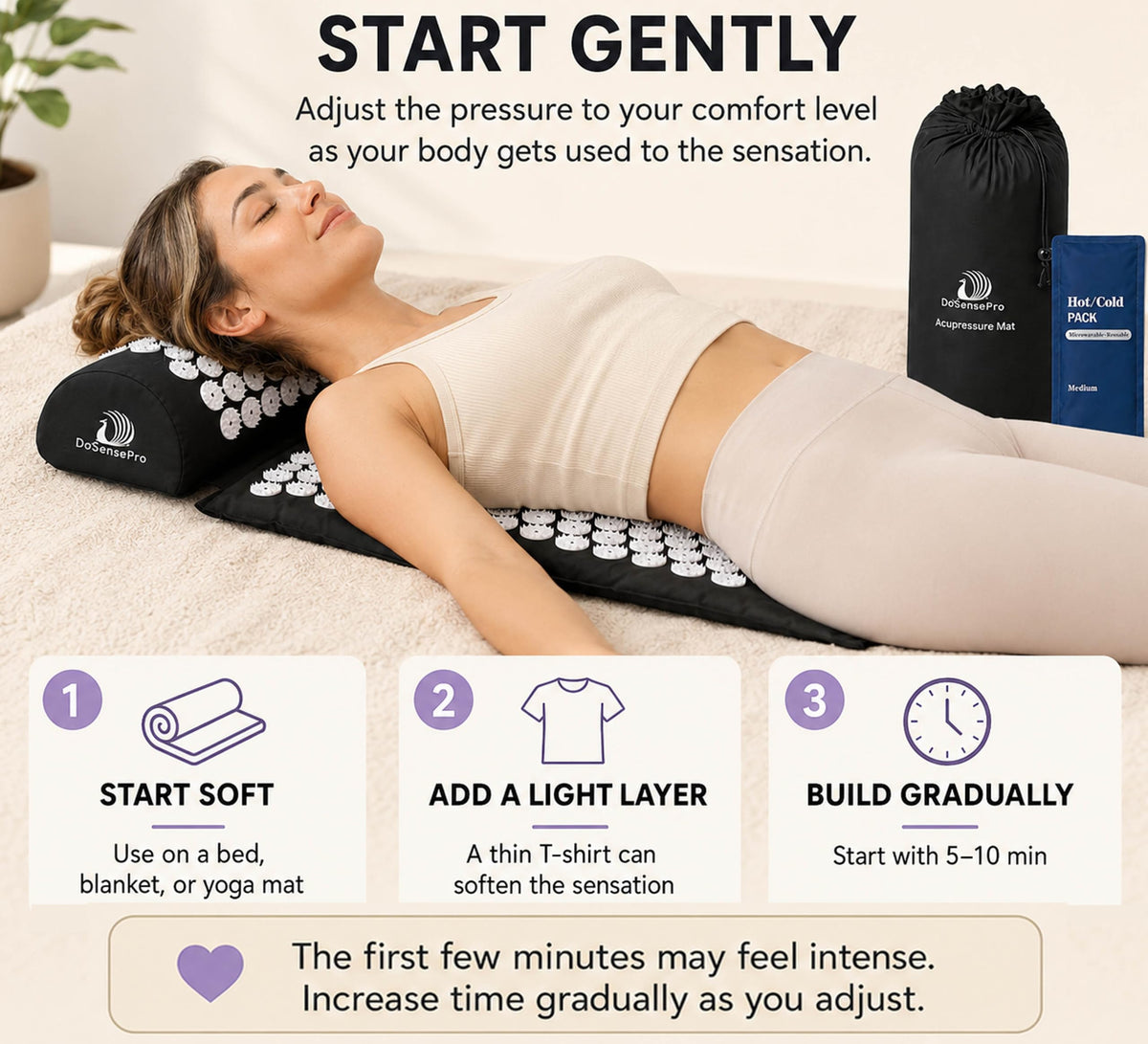 Acupressure Mat & Pillow Set 29" Long (Black)