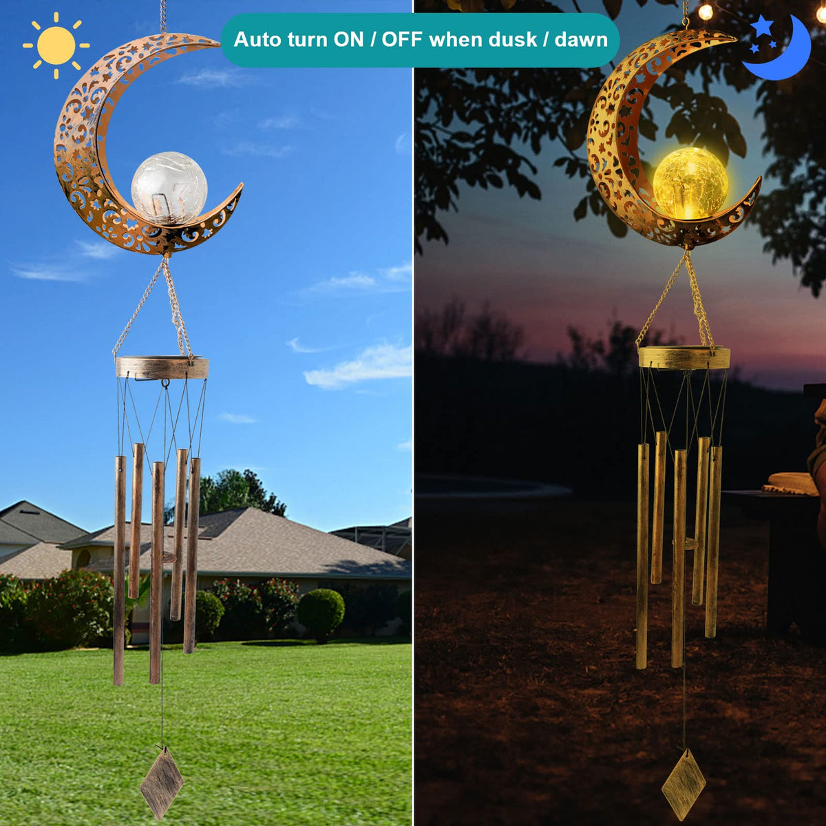 Outdoor Moon Light Wind Chimes (Moon)