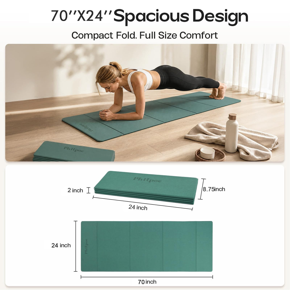 Foldable Yoga Mat (Dark Green)