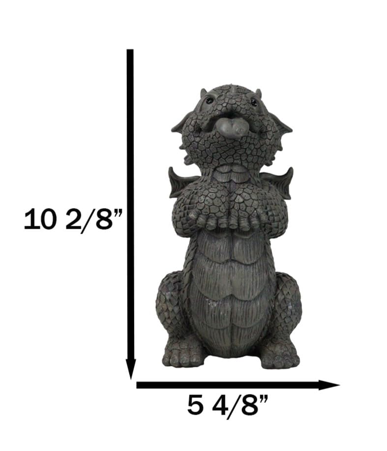 Ebros Whimsical Garden Dragon Begging for Attention Statue 10.25" H Cute Baby Dragon Panting Faux Stone Resin Finish Figurine Dungeons and Dragons Mythical Fantasy Sculpture Guest Greeter Home Decor (Panting)