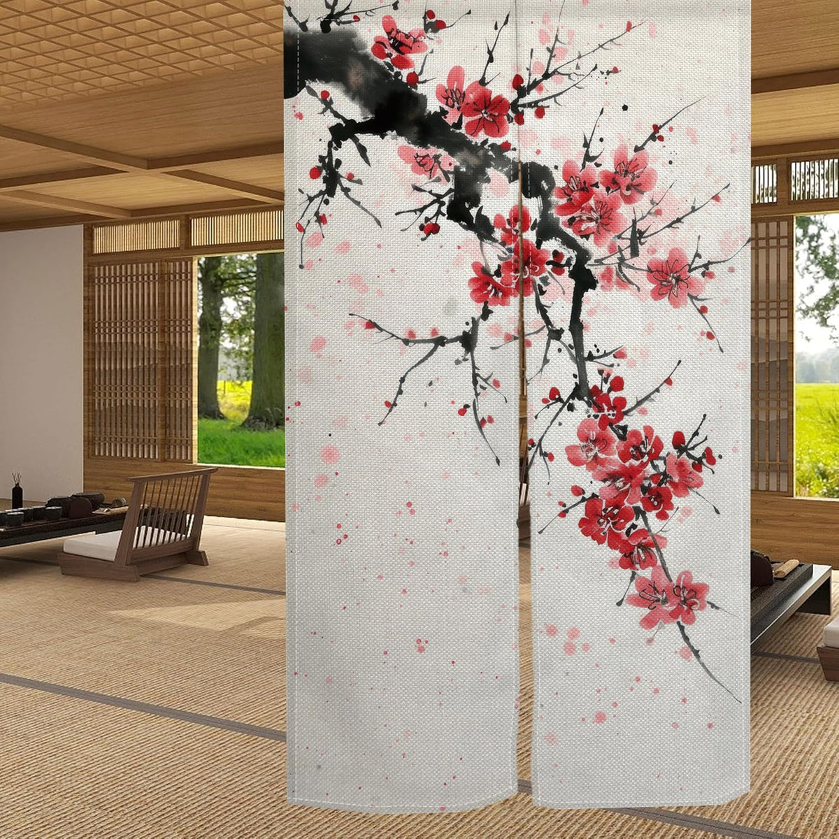 Japanese Noren Doorway Curtain (Red)