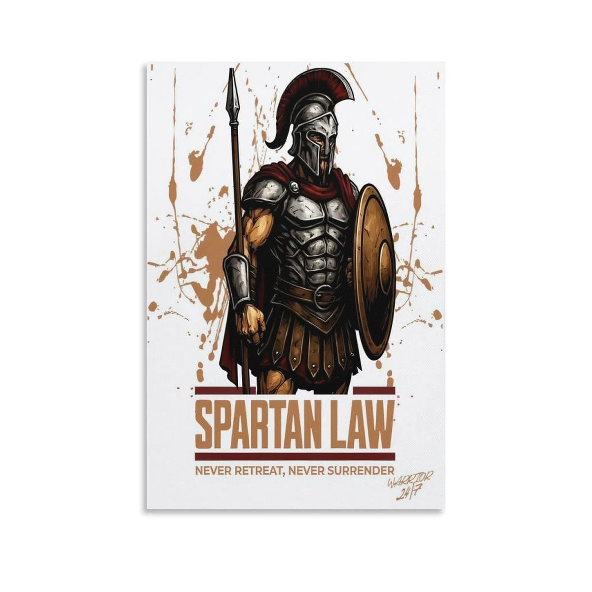 Spartan Law Never Retreat Never Surrender Canvas Printing Wall Art Prints Wall Decor Posters Ancient Warrior Shield Spear Vintage Greek Bedroom Living Room Office Gym Decor 24x36inch (style-27 / 24x36inch(60x90cm) Unframe)