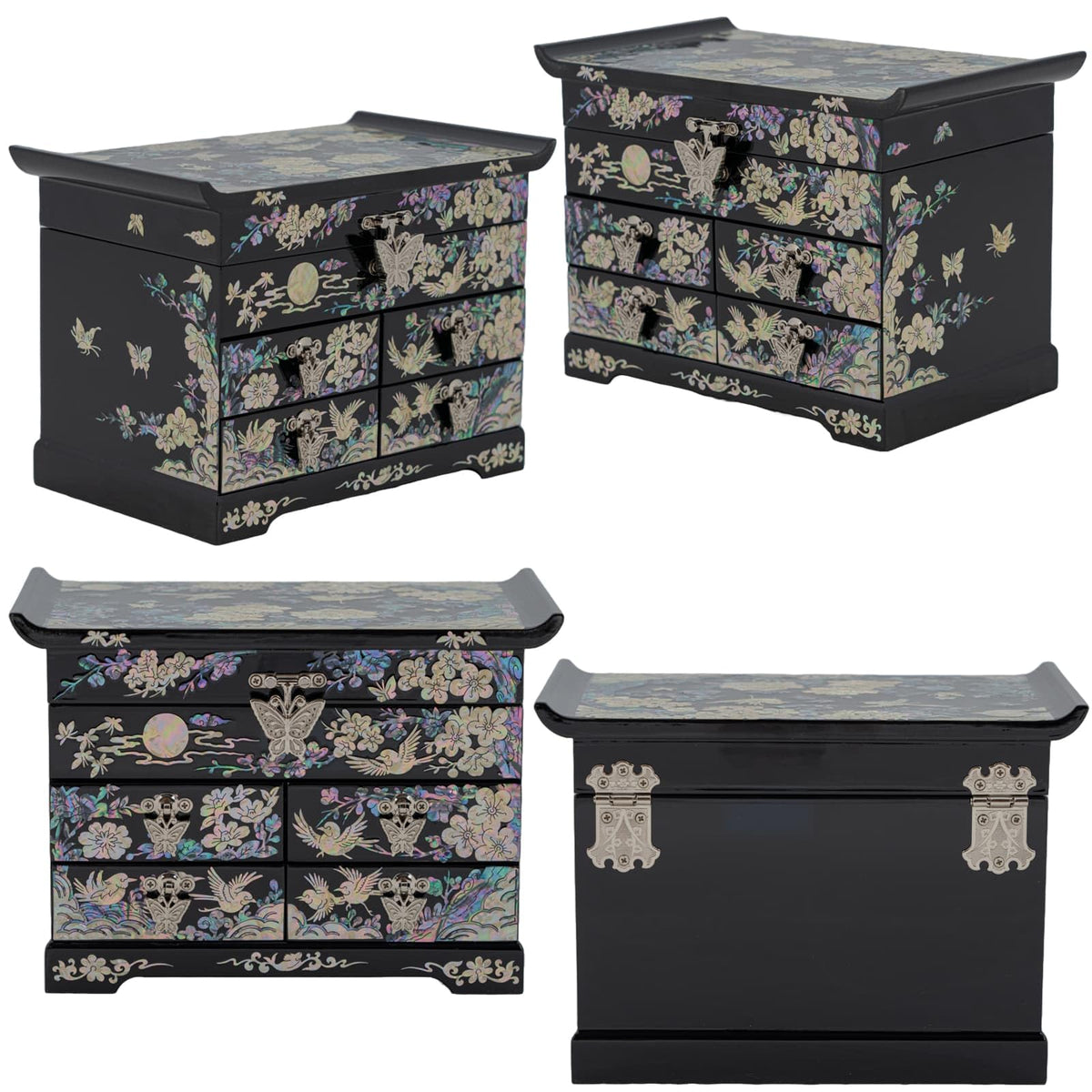 Mother of Pearl Jewelry Organizer Box (Plum Blossom)