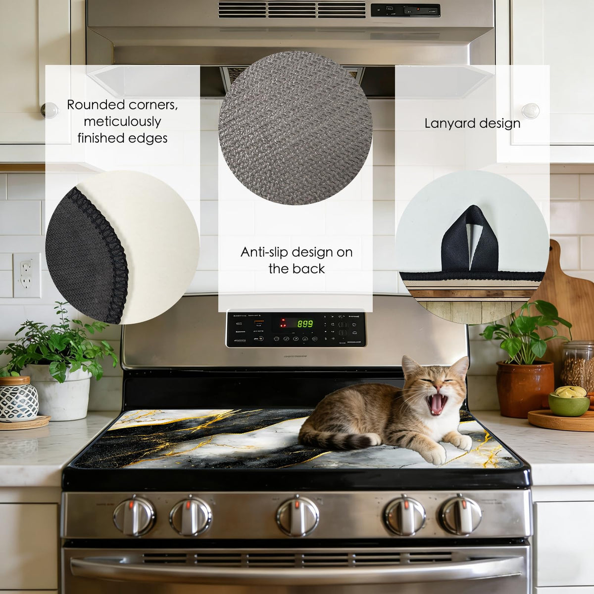 Gold Vein Marble Stove Cover Diatomaceous 28.65x20.47 In (Yel99882)