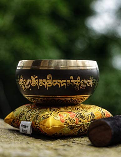 Tibetan Singing Bowl Set Bronze (Black - Yellow / 4 Inches)
