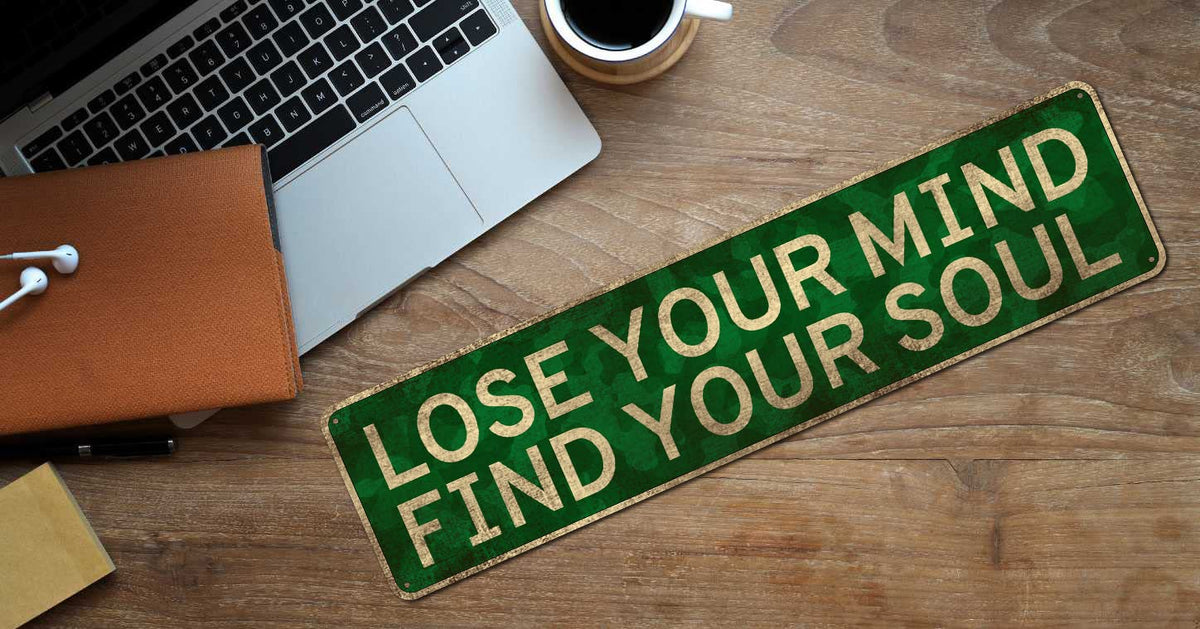Lose Your Mind Find Your Soul Yoga Metal Wall Decor 4x16 Inch (Lose Your Mind Find Your Soul)