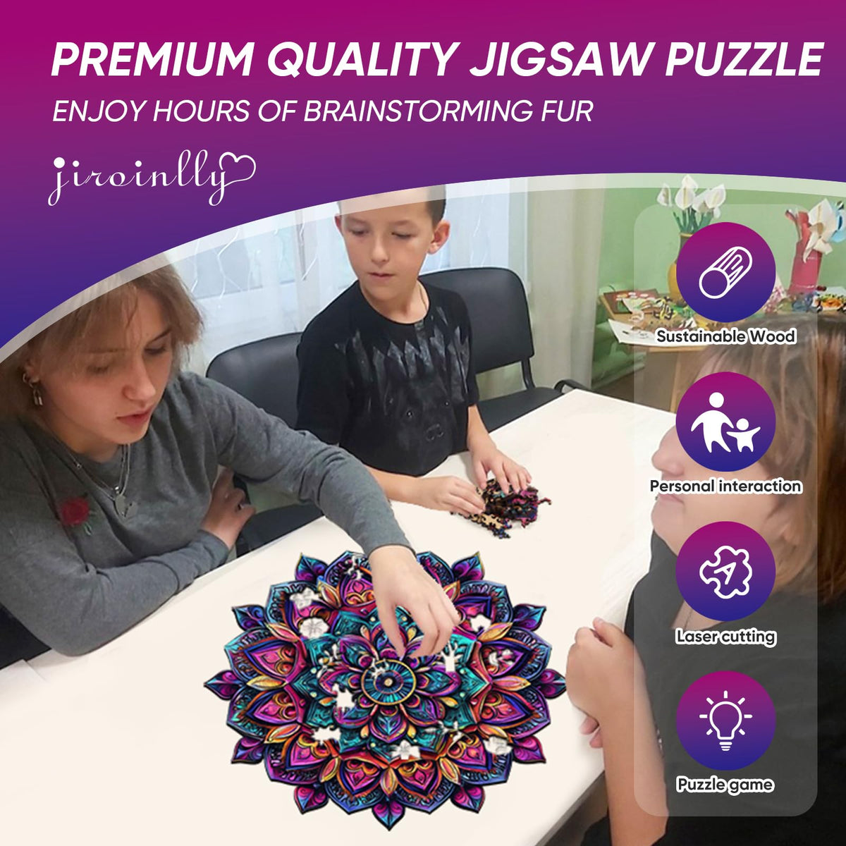 Wooden Puzzles for Adult (500Pcs / Tie-dye Mandela)
