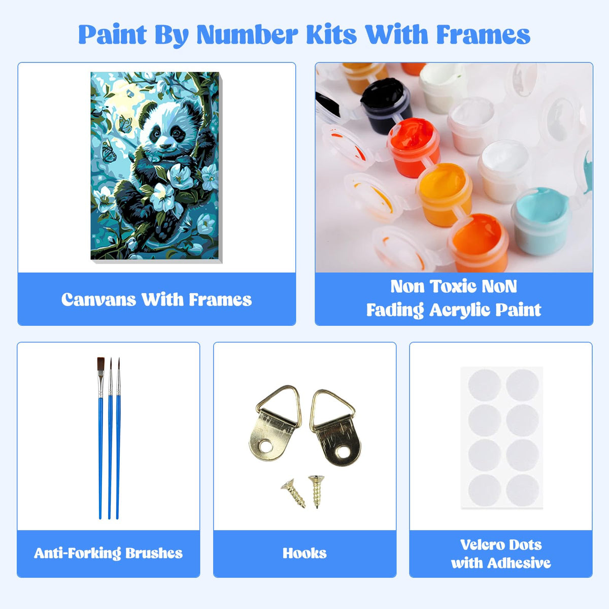 Panda Paint by Numbers Kit with Frame for Adults