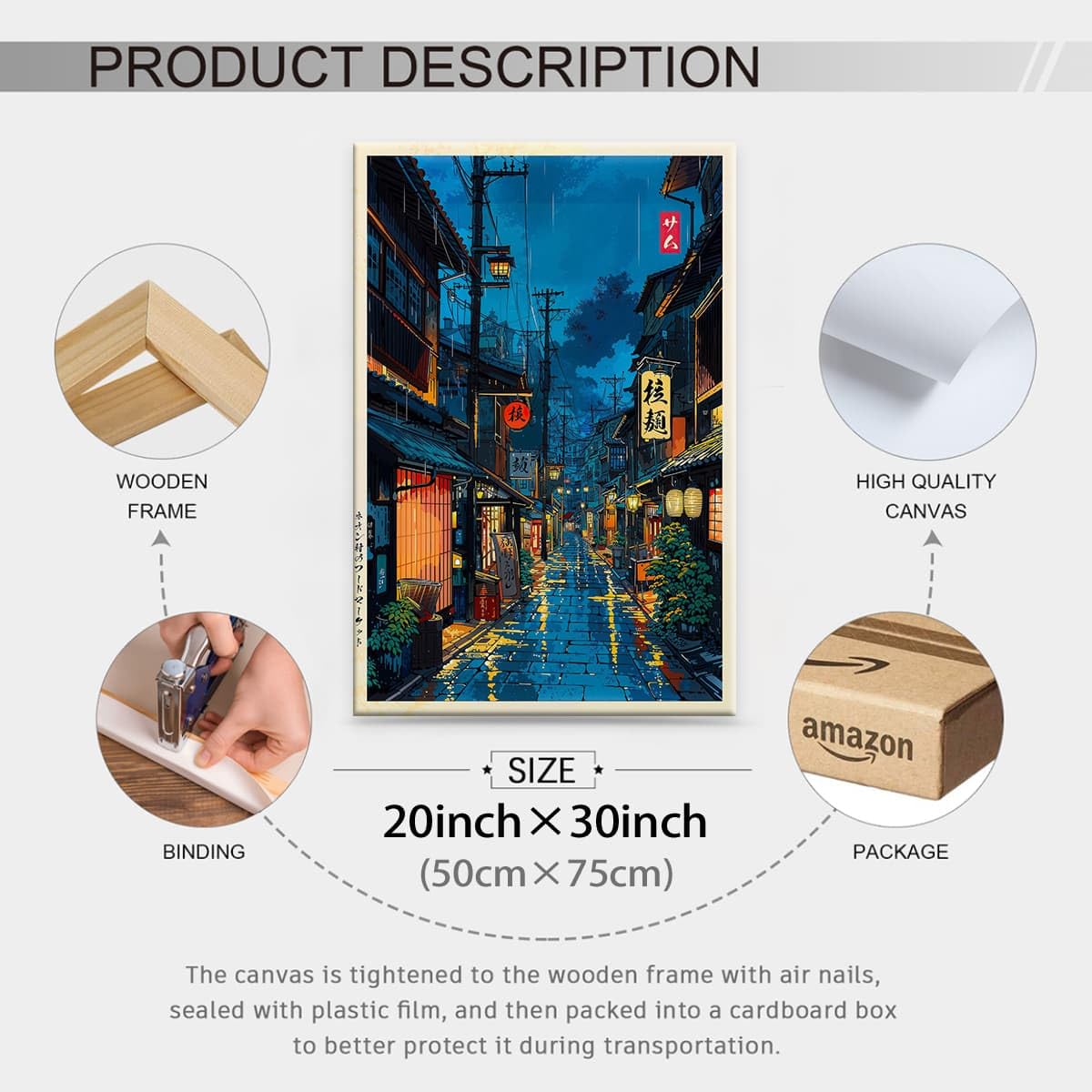 Framed Japanese Wall Art 20x30in Vintage Tokyo Tea House Poster Modern Japan Ukiyo (Wrapped Canvas / Japanese Art / 30"L x 20"W)