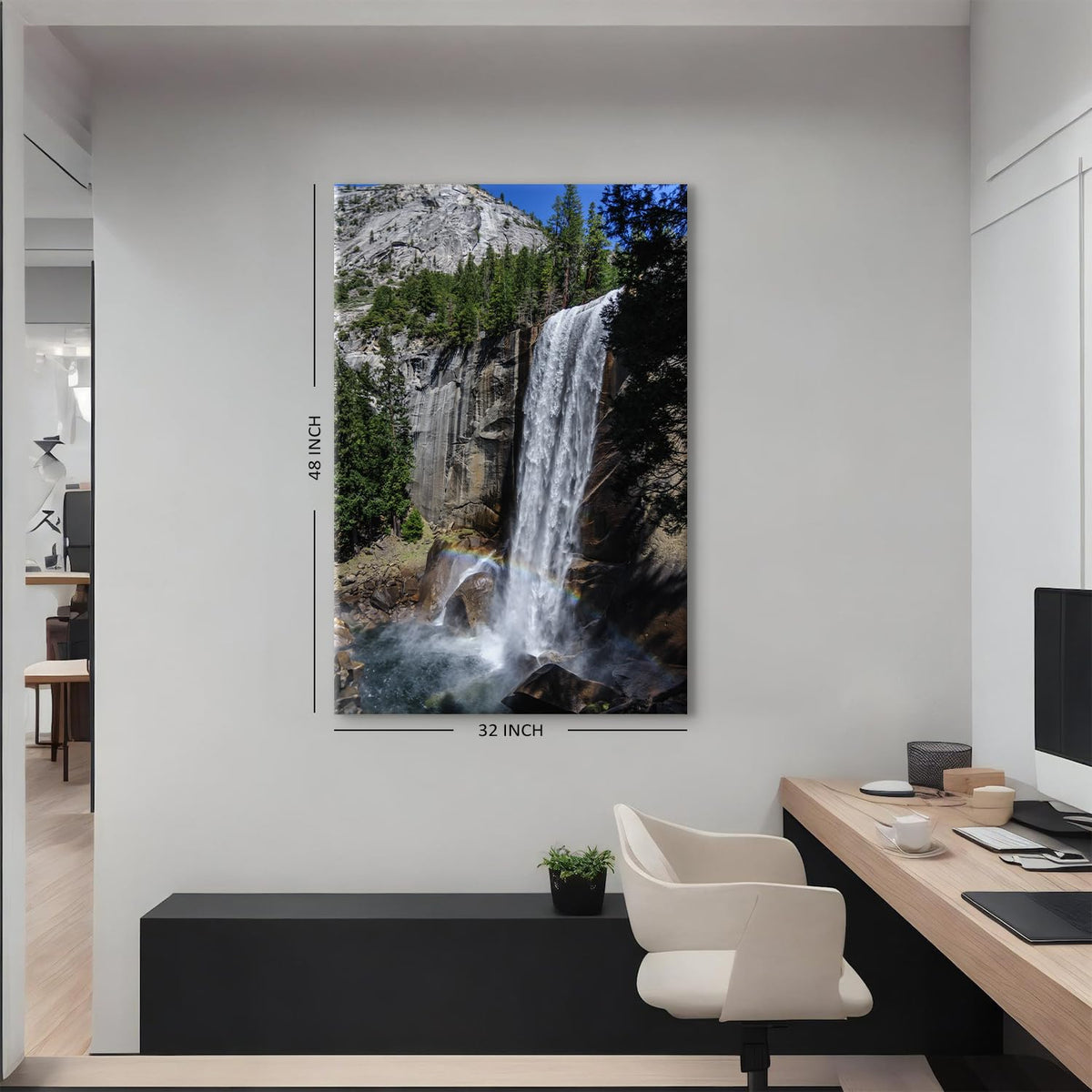 Yosemite National Park Large Wall Art for Living Room California Travel Scenery Pictures Nature Landscape Painting Poster Modern Waterfall Forest Canvas Artwork for Office Home Decorations 32x48" (48"L x 32"W / Rainbow)