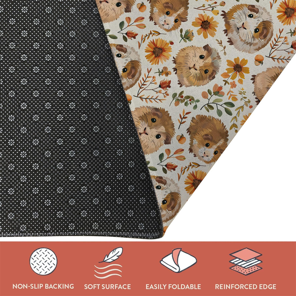 Cute Guinea Pig Floral Doormat Rug for Entryway (Cute Guinea Pig Floral)