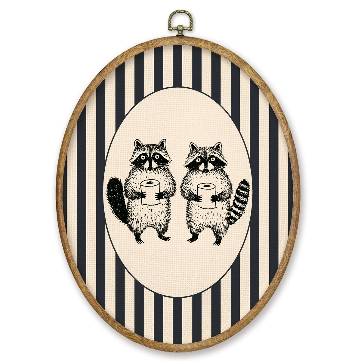 Vintage Raccoon Bathroom Oval Wall Art Prints Decor 8.6x11.4 (Colour 69)
