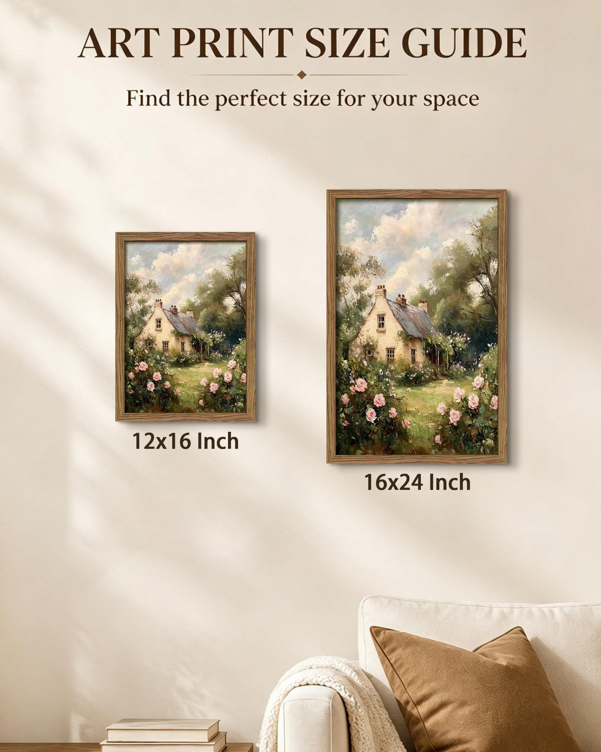 English Cottage Framed Canvas Wall Art (A-Garden / 24"L x 16"W)