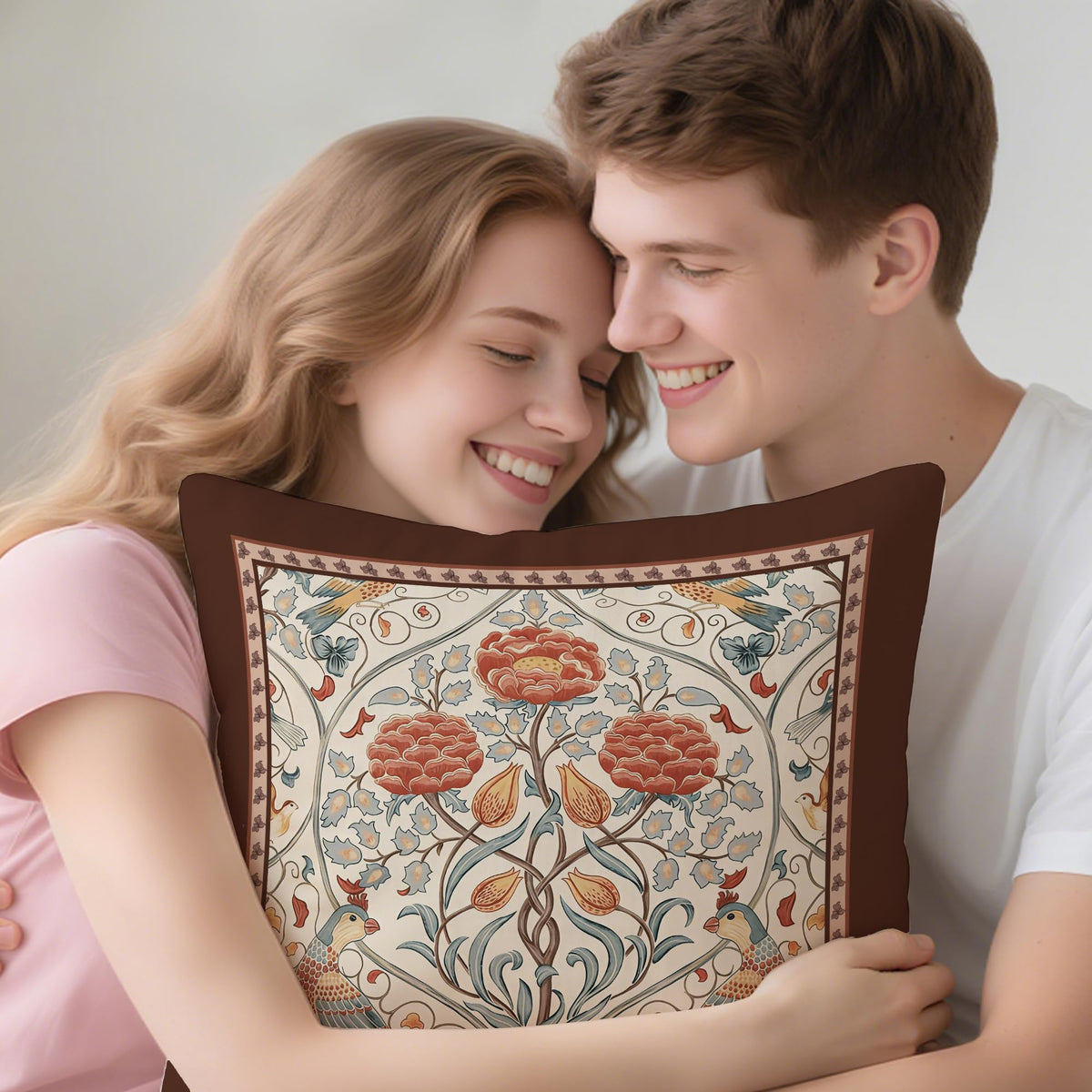 William Morris Style Pillow Cover 18x18 (White-classical-03)