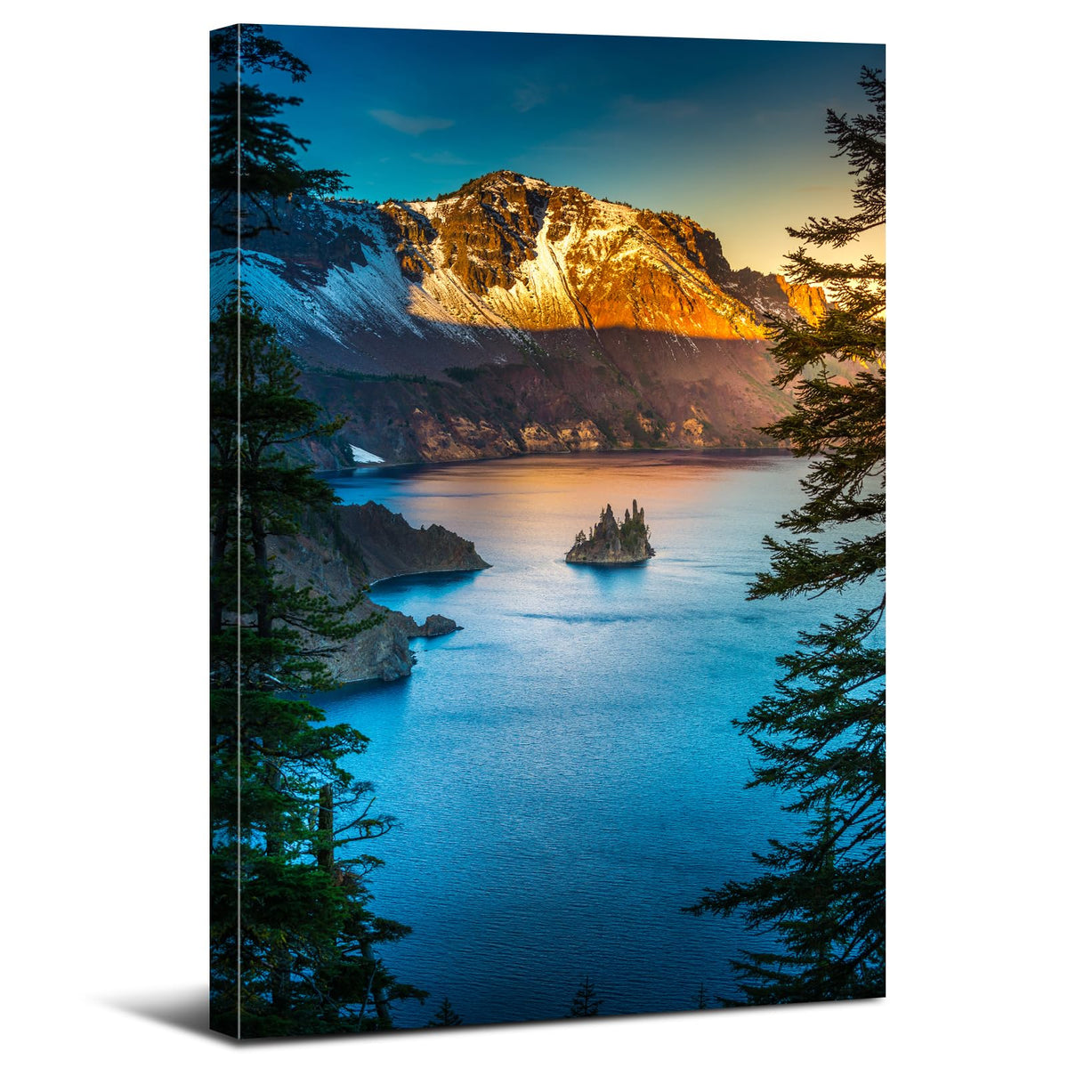 Nature Mountain Wall Art Crater Lake National Park Posters Nature Oregon Forest Lake Landscape Wall Art Sunset Mountains Scenery Canvas Prints for Living Room Bedroom Office Home Decoration 12x16" (16"L x 12"W / Crater Lake)
