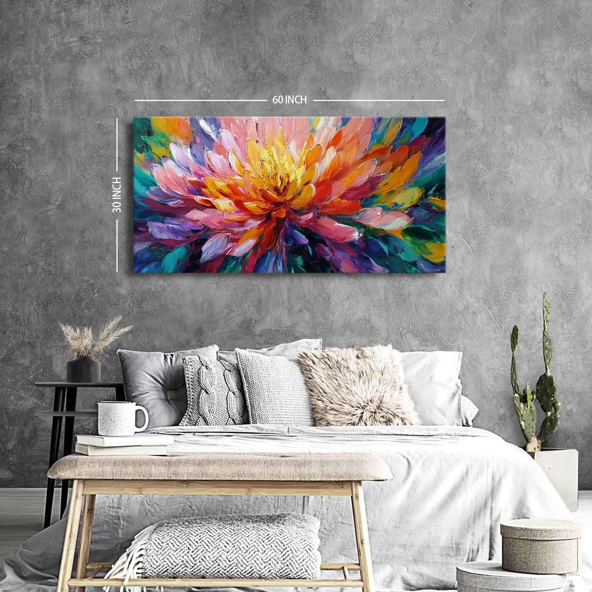 Abstract Lotus Wall Art Zen Wall Decor Large Colorful Lotus Flower Pictures for Bedroom Yoga Spa Room Abstract Blossom Floral Canvas Prints Meditation Artwork Living Room Home Decoration 30x60 (60"L x 30"W / Lotus)