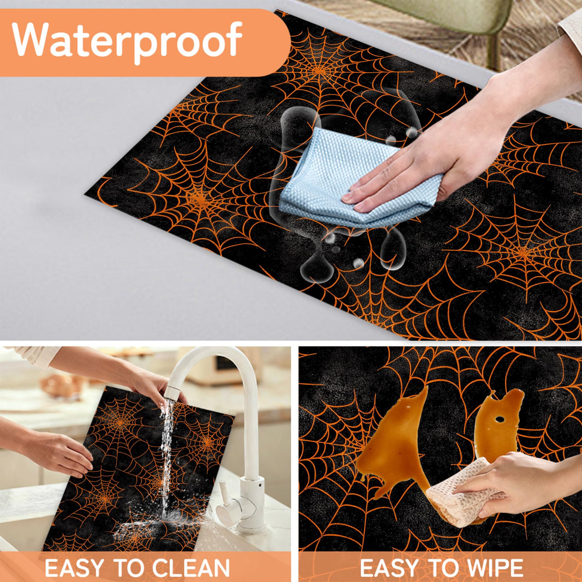 Spider Web Placemats Set of 6 (Spider Web Halloween)