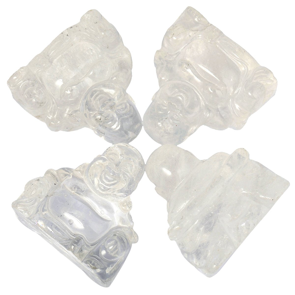 1.5 in Rock Quartz Happy Buddha Statue Crystal Figurine (Clear)