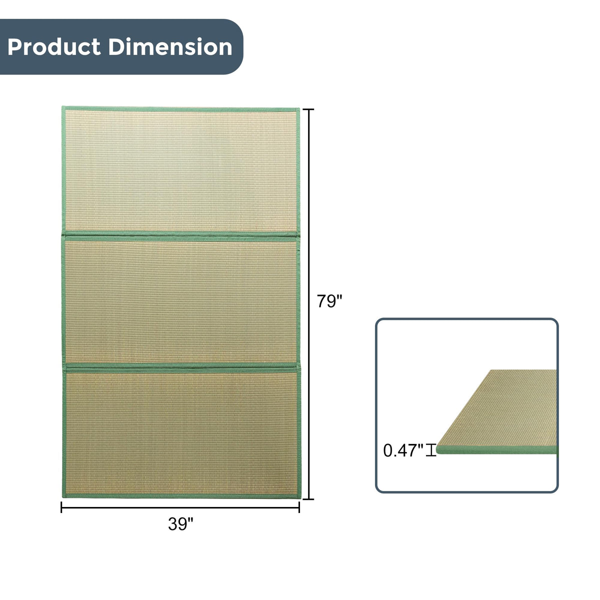 Japanese Tatami Mat (79"L x 39"W x 0.5"Th)
