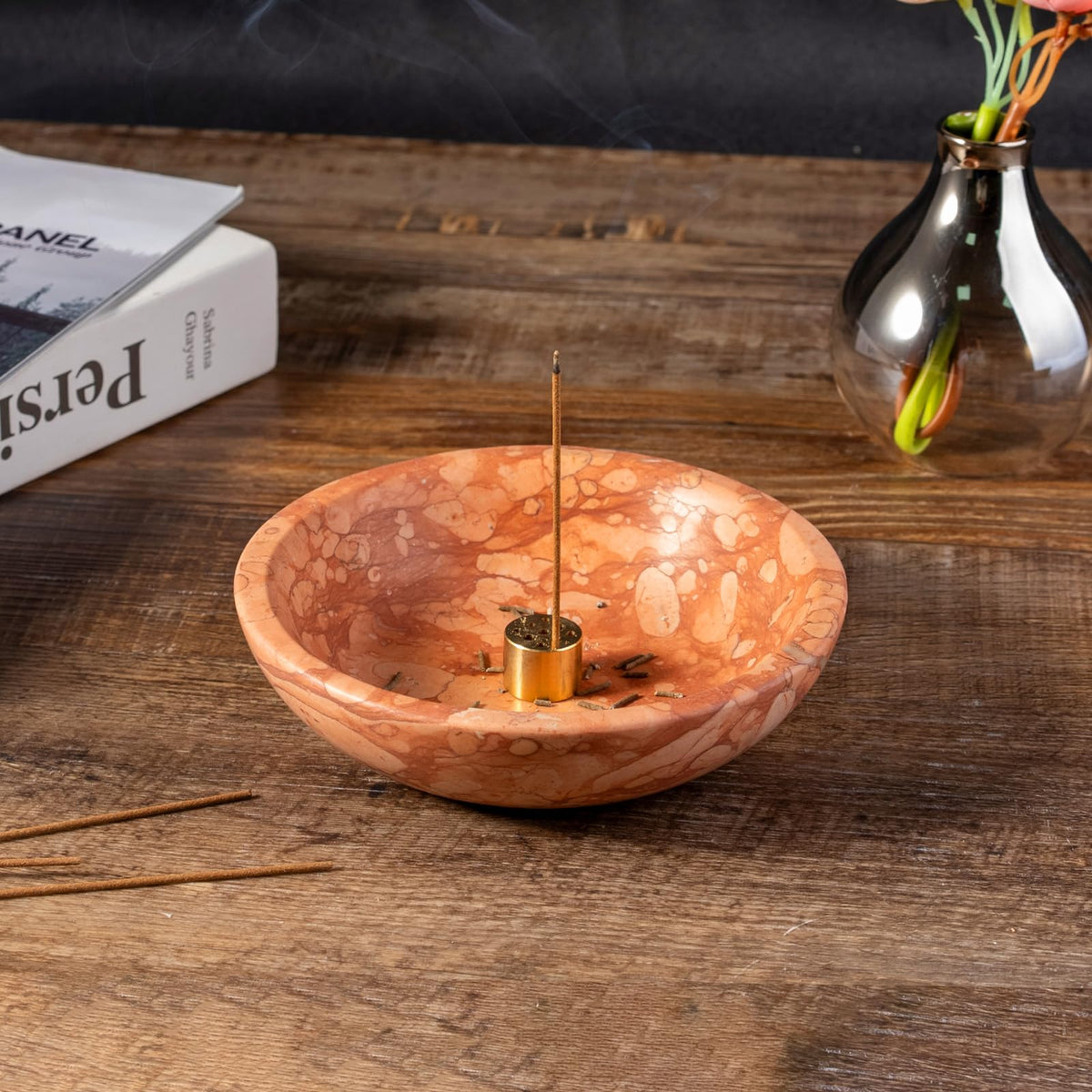 Natural Marble Incense Holder (D=130-red)