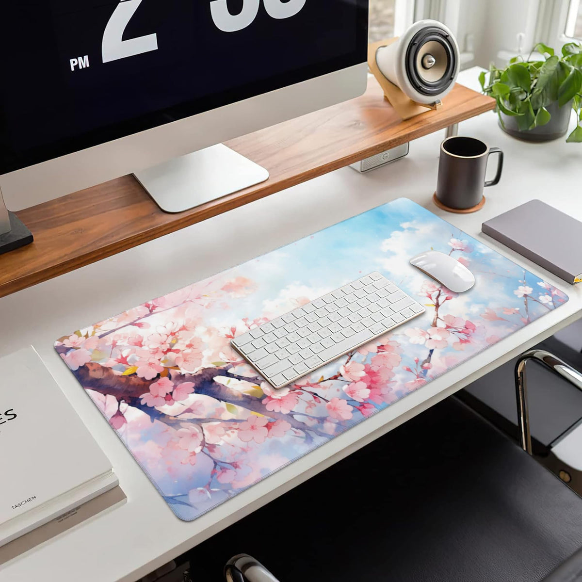 Large Gaming Mouse Pad for Desk (15.7" x 35.4" / Cherry Blossom Tree)